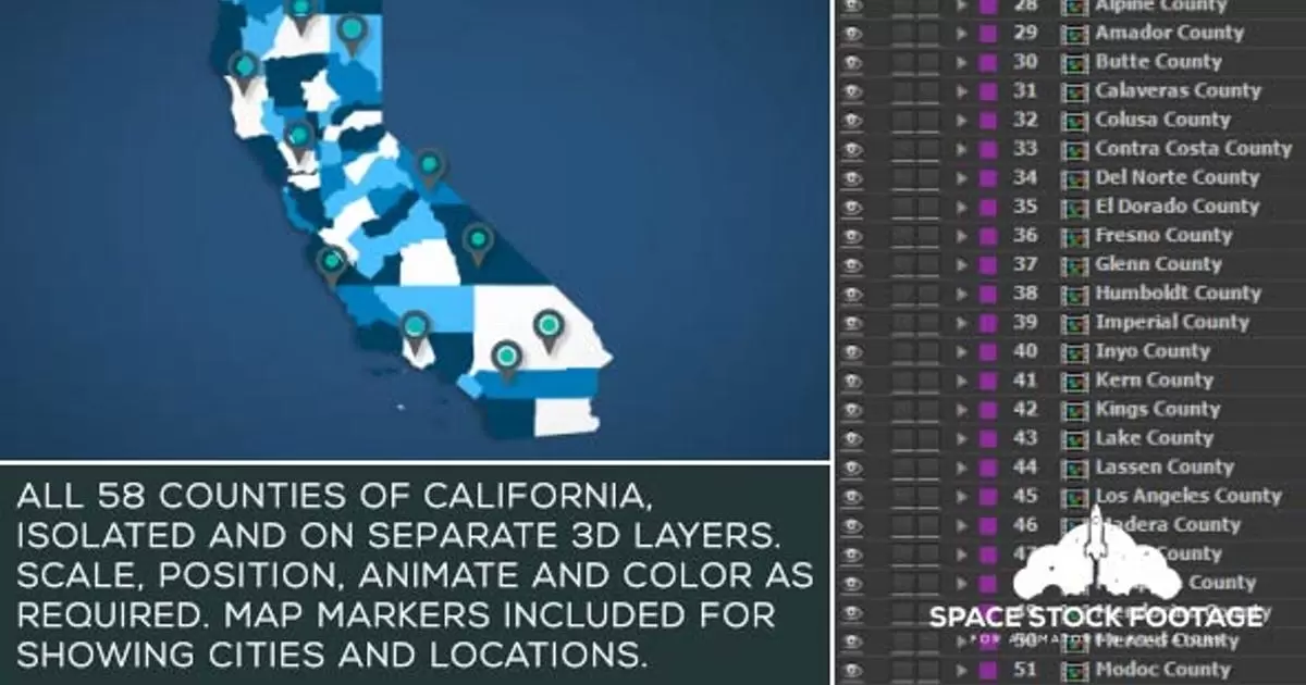加州地图套件AE视频模版California Map Kit插图