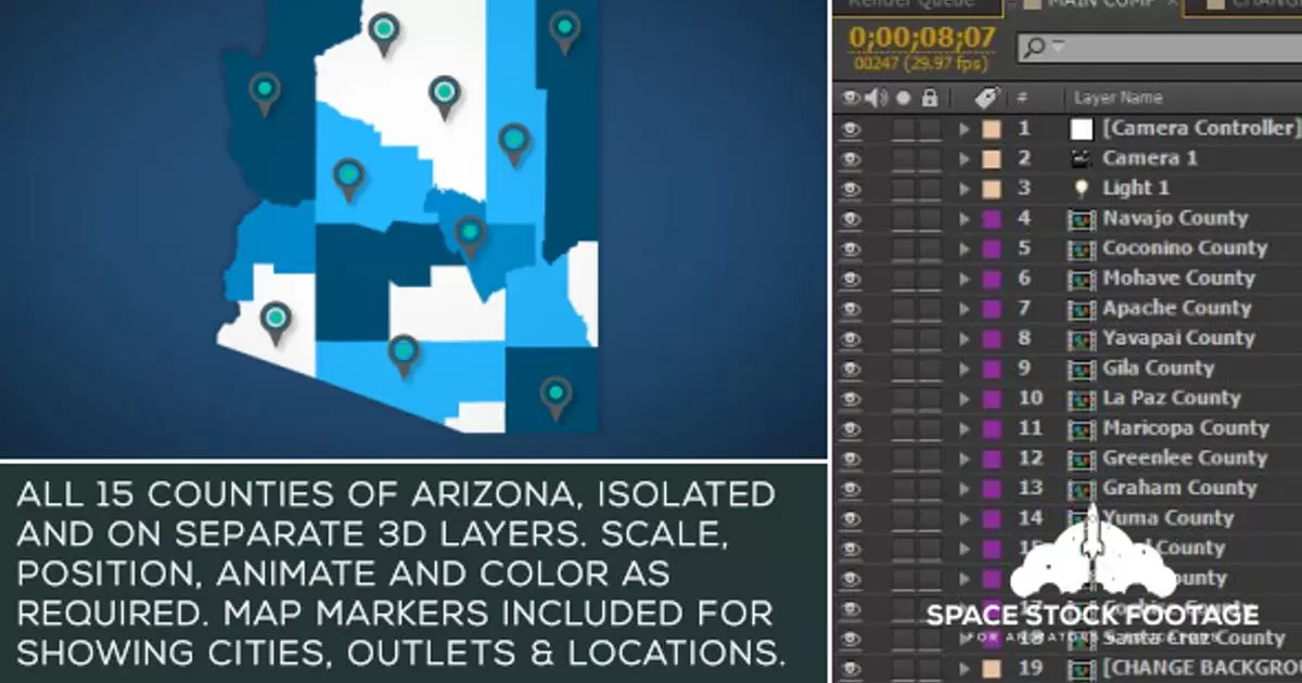 亚利桑那州地图套件AE视频模版Arizona Map Kit插图