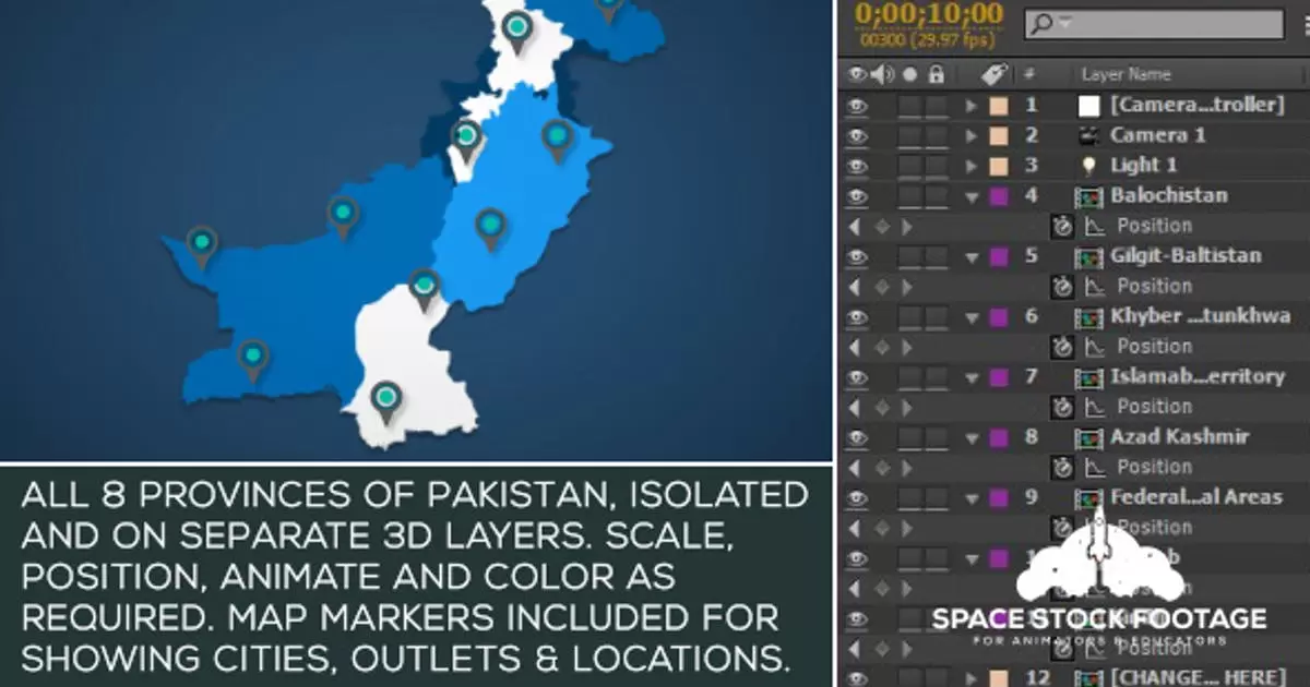 巴基斯坦地图套件AE视频模版Pakistan Map Kit插图