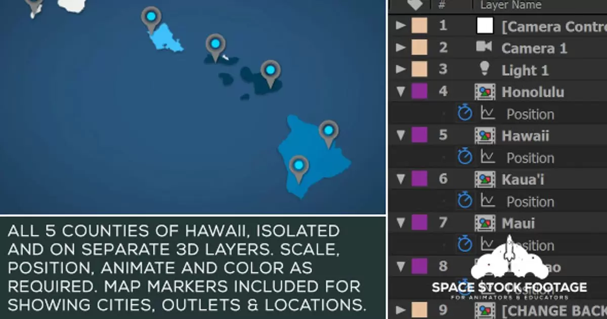 夏威夷地图套件AE视频模版Hawaii Map Kit插图