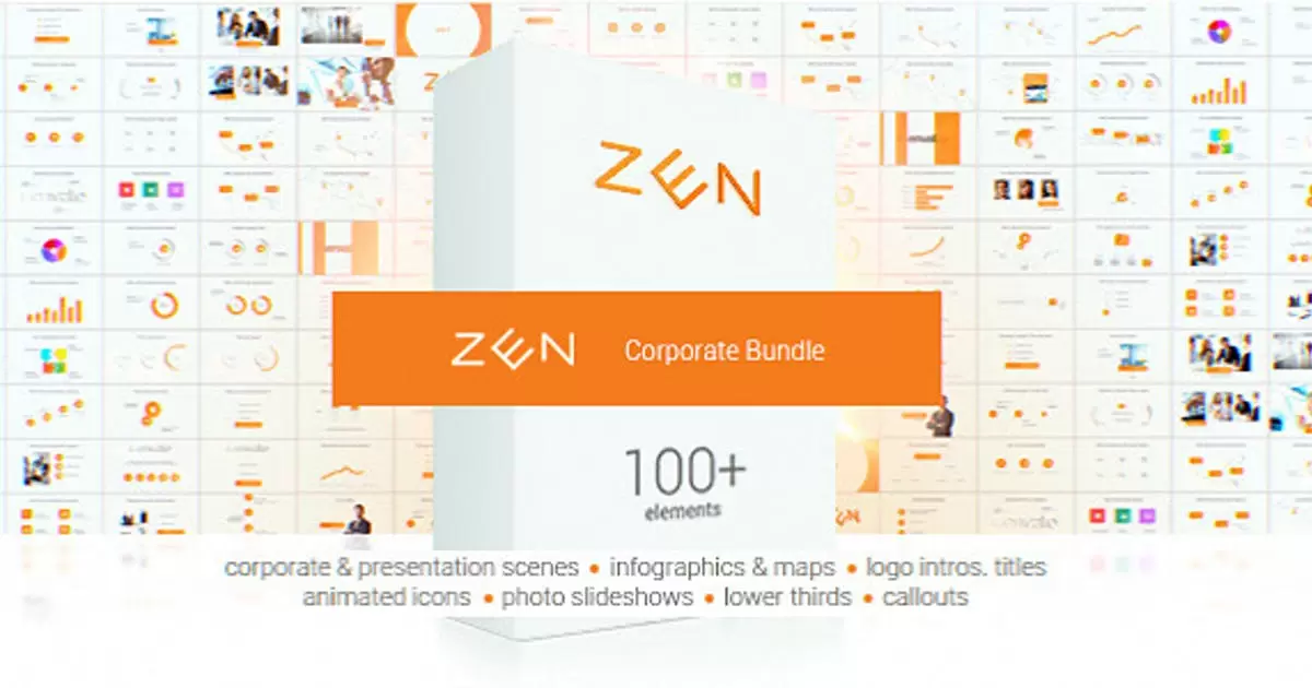 100+公司企业宣传数据动画演示包AE视频模版Zen Presentation Bundle插图