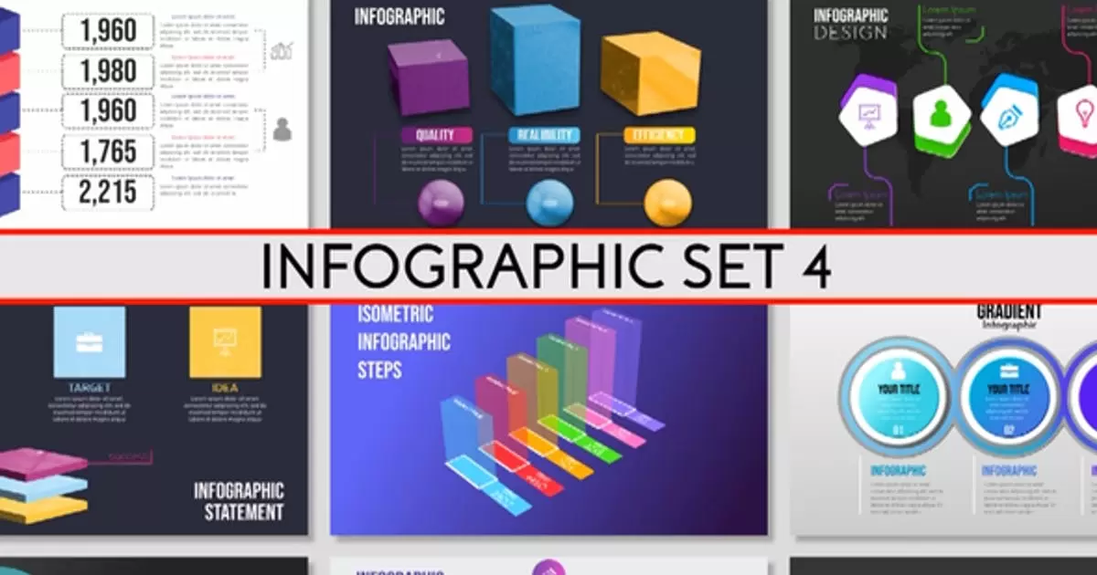 第四套数据信息图表集AE视频模版Infographics Set 4插图