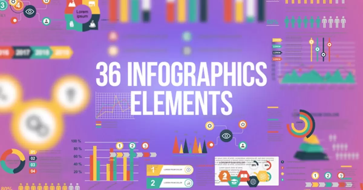 信息图表-36个元素动画AE视频模版Infographics - 36 Elements