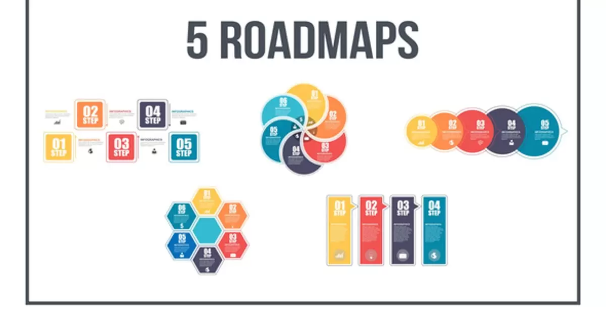 第三套信息图表路线图 AE视频模版Infographics Roadmaps №3