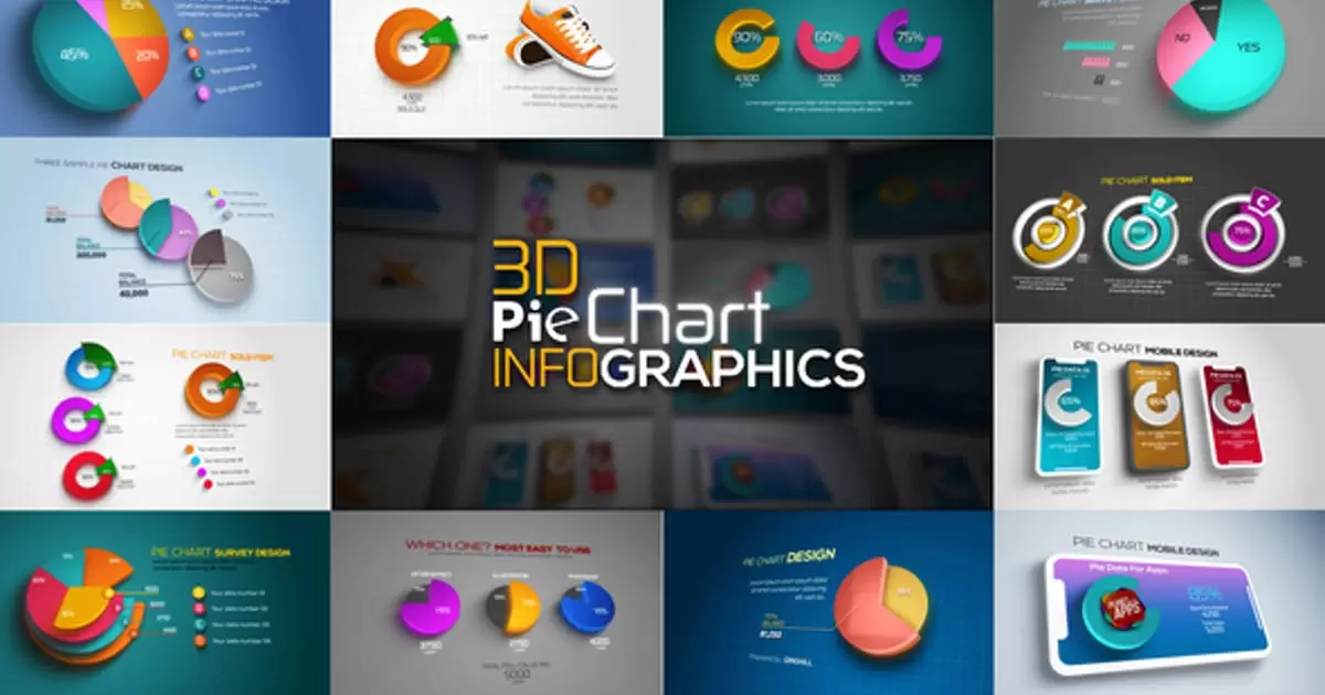 3D饼图信息图表动画AE视频模版3D Pie Chart Infographics插图