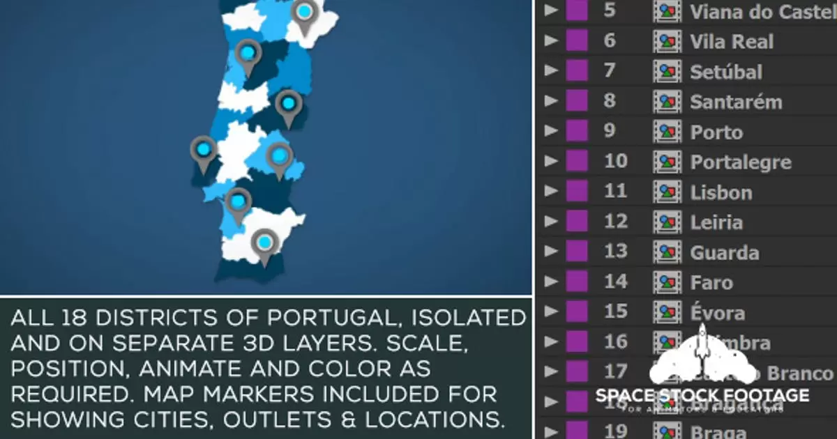葡萄牙地图套件AE视频模版Portugal Map Kit插图