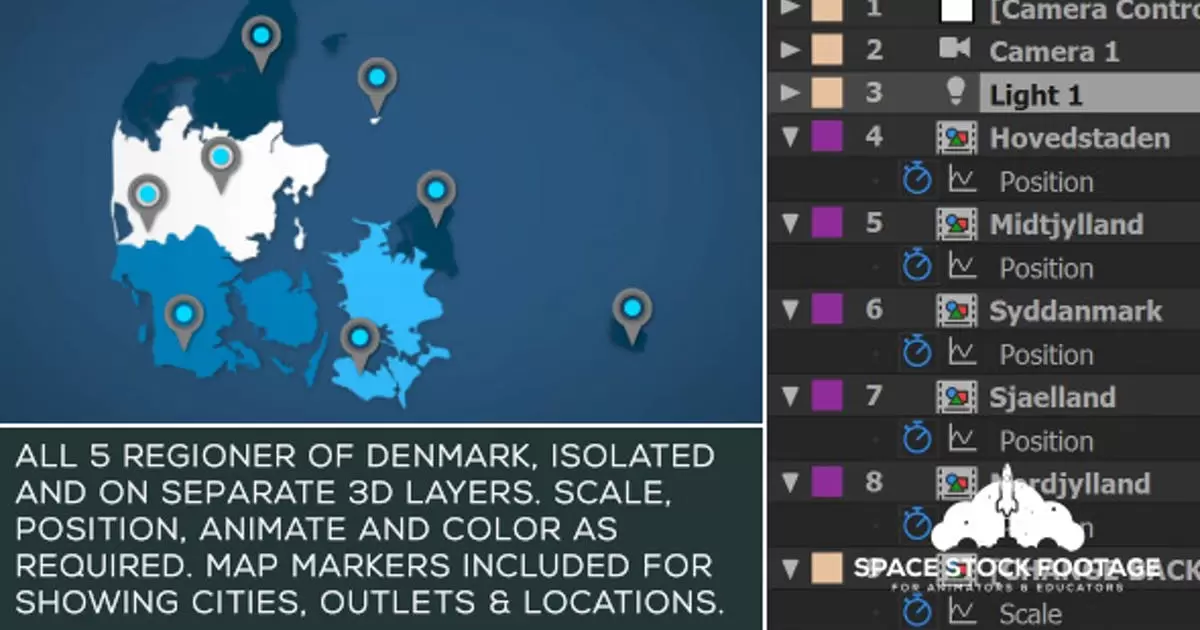 丹麦地图套件AE视频模版Denmark Map Kit插图