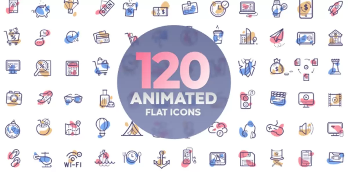 120组常用动画图标AE视频模版120 animated icons插图