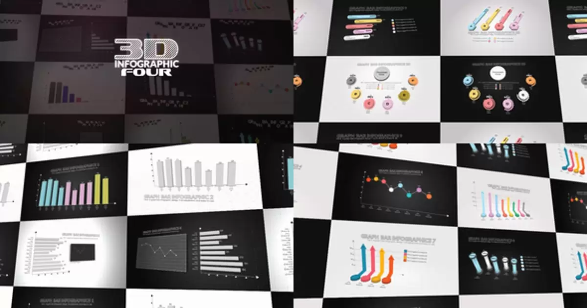 3D信息图表集数据图动画表格AE视频模版3D Infographics Set 4插图