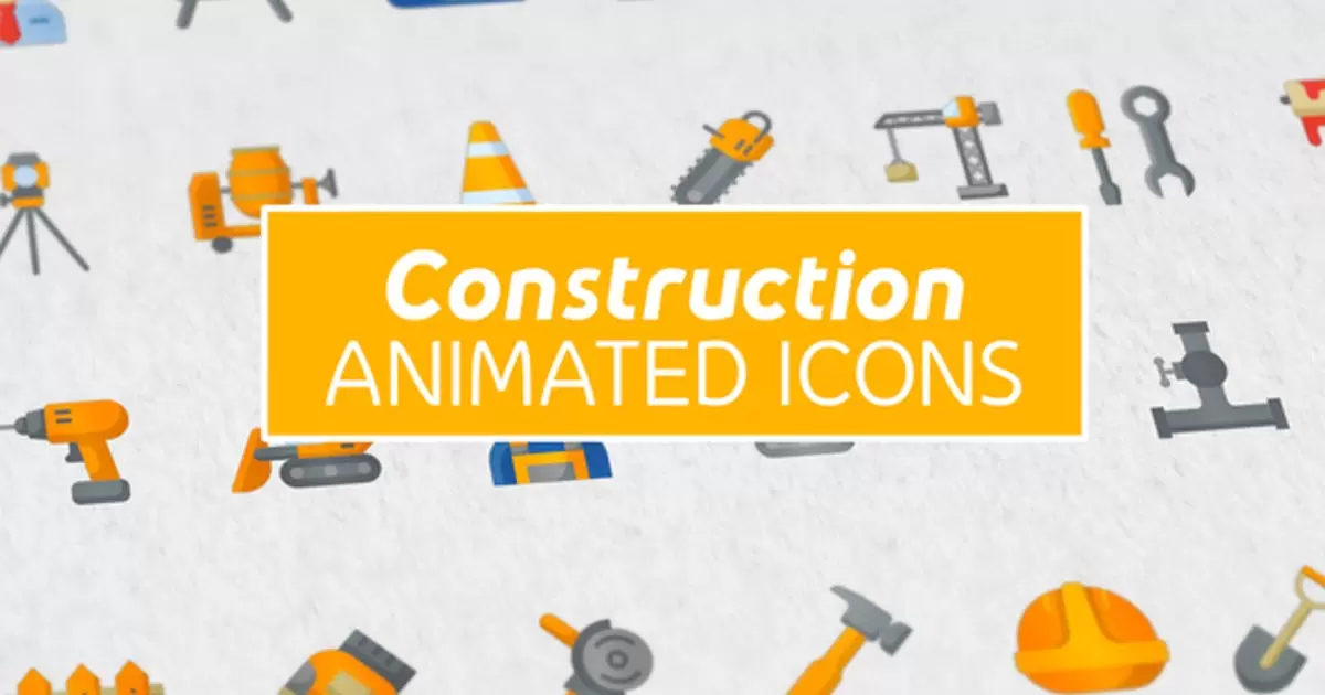 建筑和绘画现代平面动画图标AE视频模版Construction & Painting Modern Flat Animated Icons插图