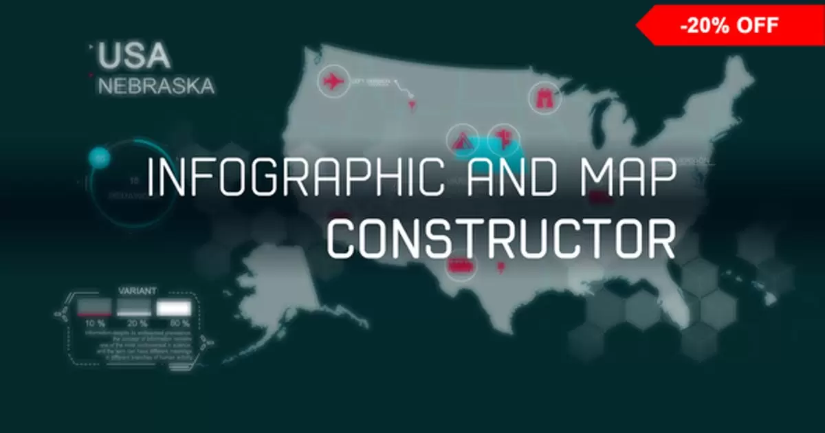 信息图和地图构造函数AE视频模版infographic and map constructor