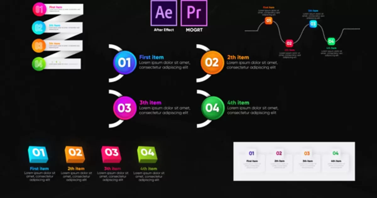 信息图表时尚列表动画AE视频模版Infographic Trendy Lists插图