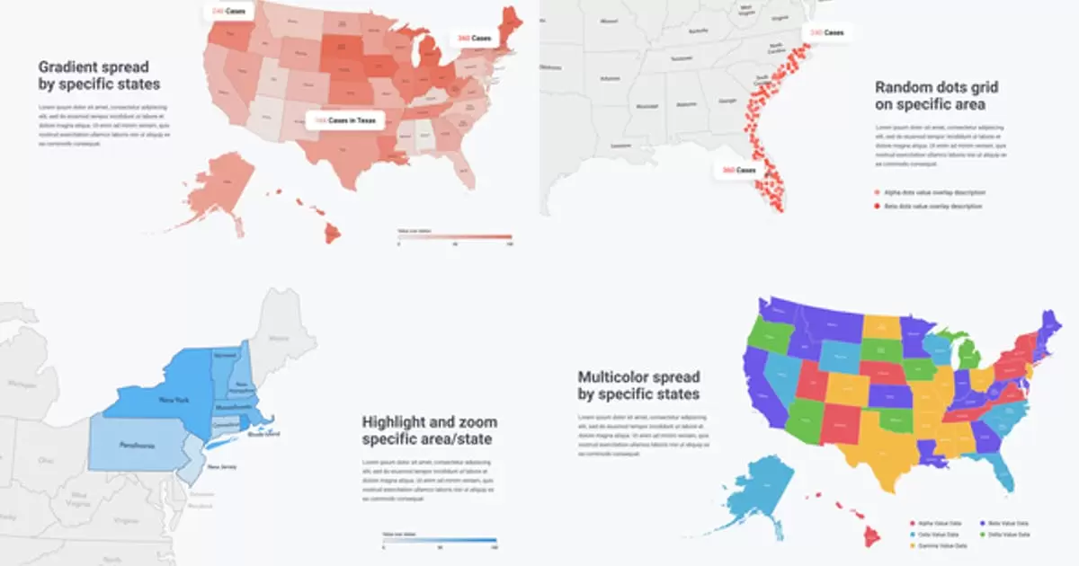 美国地图信息图表AE视频模版USA Map Infographics插图