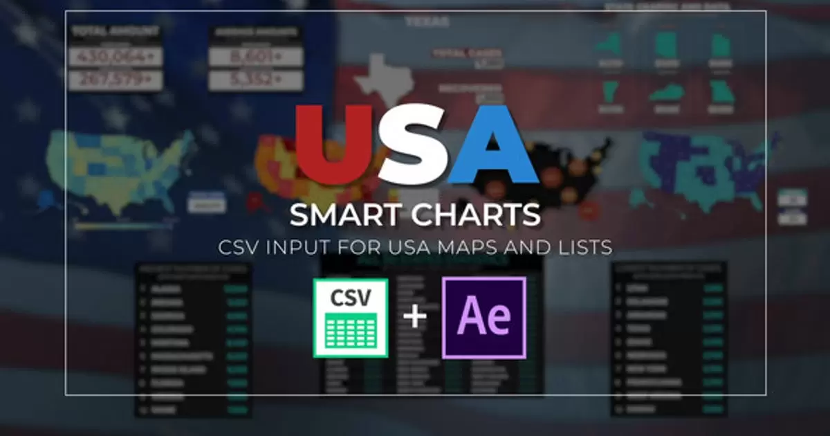 美国智能图表数据驱动信息图表AE视频模版USA Smart Charts Data-Driven Infographics插图