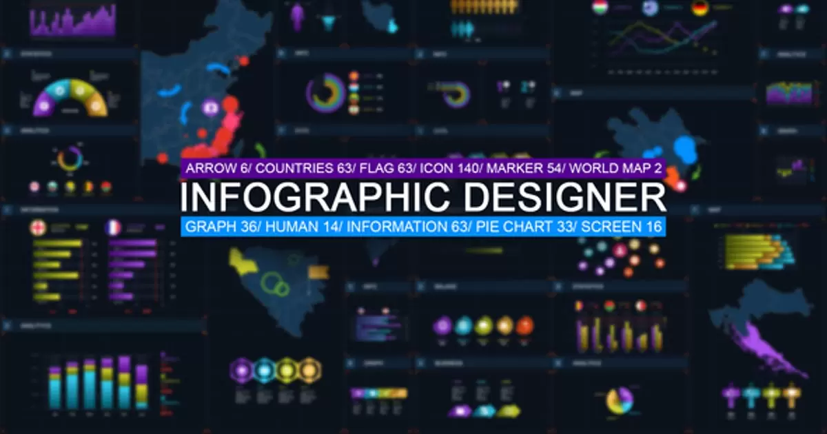 彩色数据信息图形设计师AE视频模版Infographic designer插图