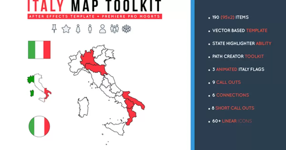 意大利地图工具包AE视频模版Italy Map Toolkit插图
