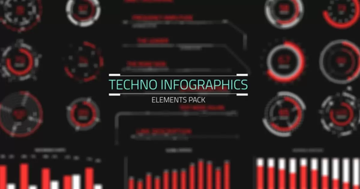 红色技术信息图表AE视频模版Techno Infographics插图