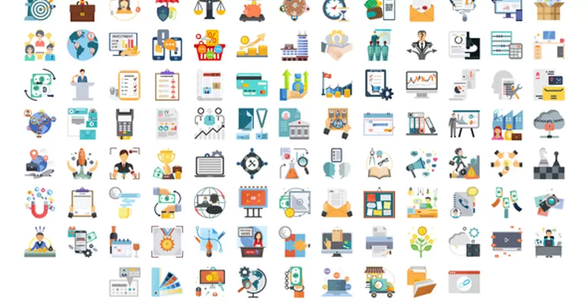 100 套公司动画图标AE视频模版100 Business & Startup Icons插图