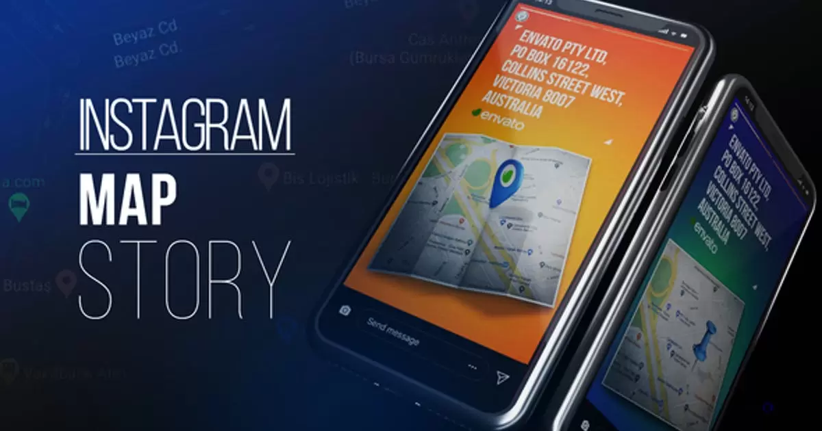Instagram地图故事竖屏包装AE视频模版Instagram Map Story