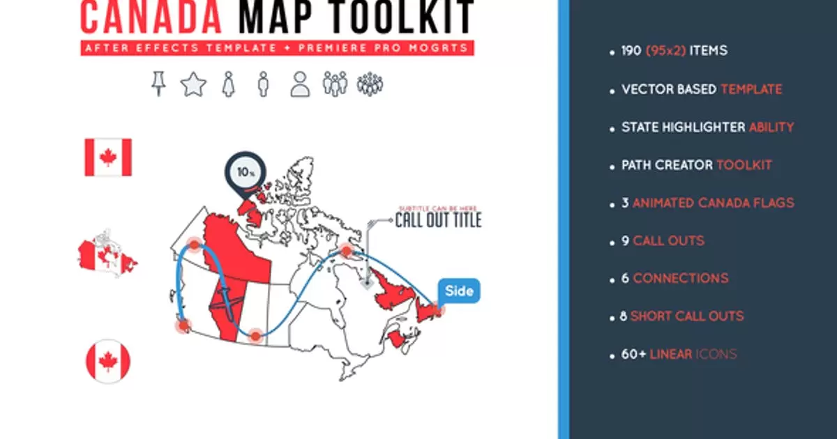 加拿大地图工具包AE视频模版Canada Map Toolkit插图