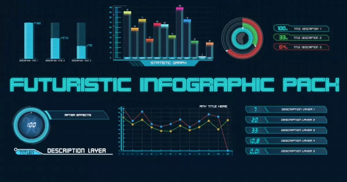 未来信息包AE视频模版Futuristic Infographic Pack插图
