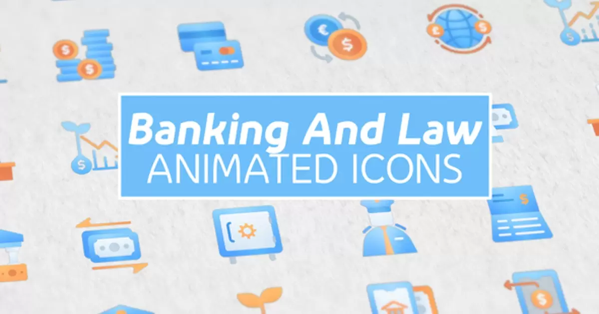 银行和法律现代动画图标AE视频模版Banking and Law Modern Animated Icons