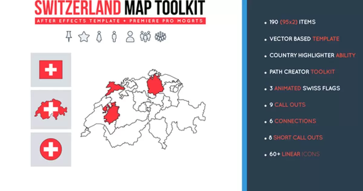 瑞士地图构件动画工具包AE视频模版Switzerland Map Toolkit插图