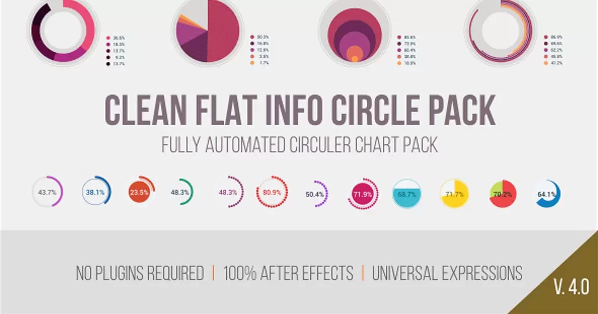 清洁扁平信息圆圈动画AE视频模版Clean Flat Info Circle Pack插图