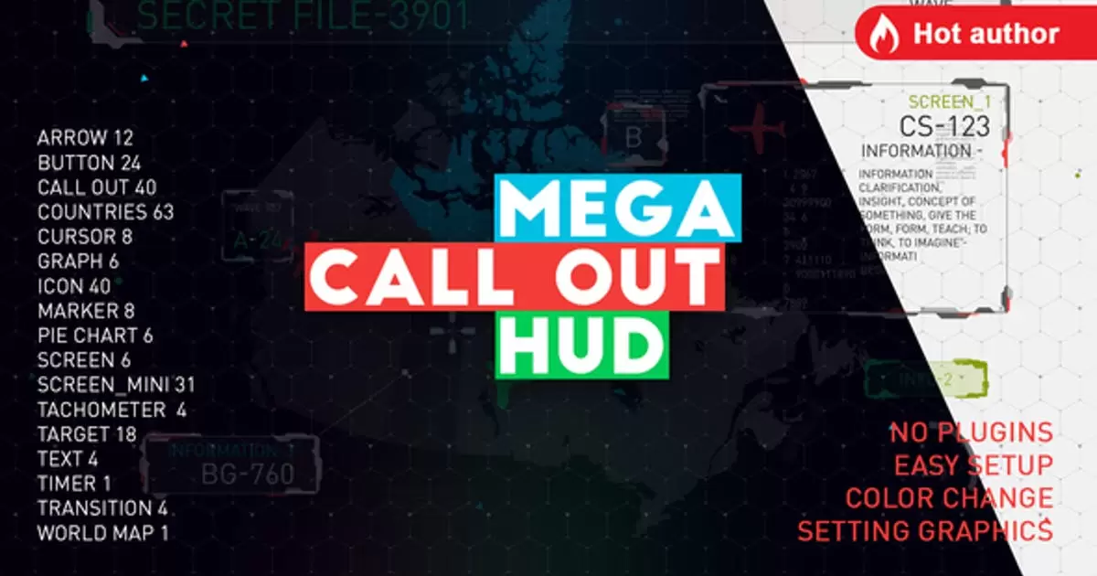 大文字线条呼出数据呼叫HUDAE视频模版Mega call out HUD插图
