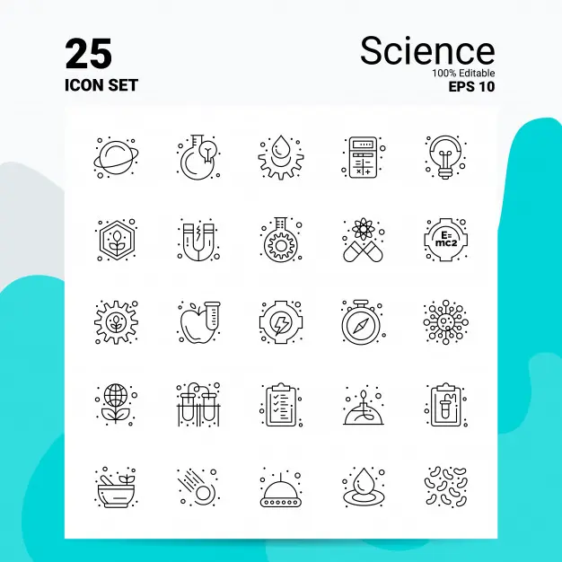 25个创意科学线条图标插图