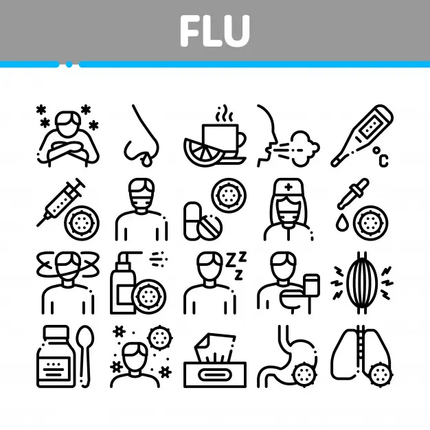 流感症状医学收集图标插图