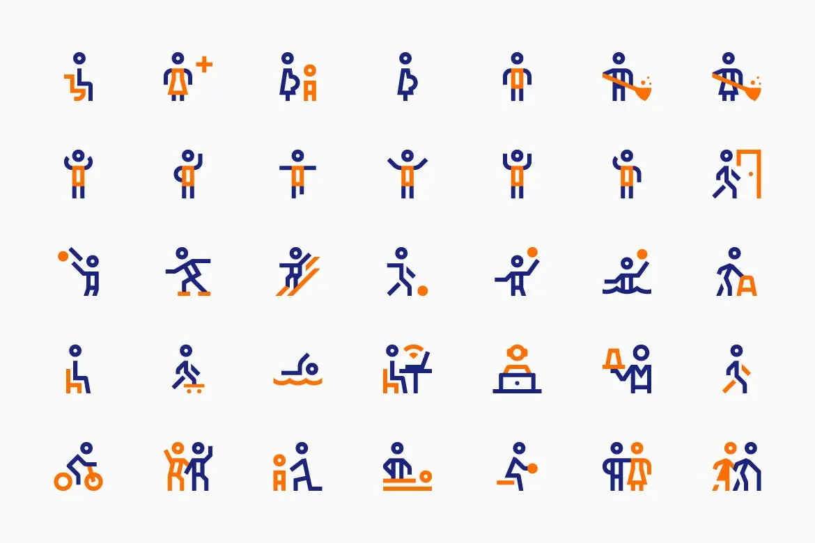 35个专业的时尚高端简约人物活动图标icon集合-2插图1