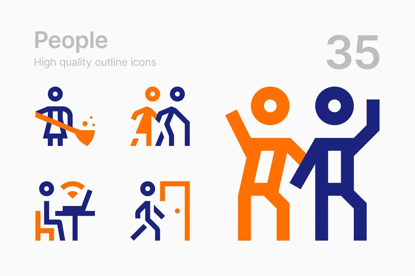 35个专业的时尚高端简约人物活动图标icon集合-2插图