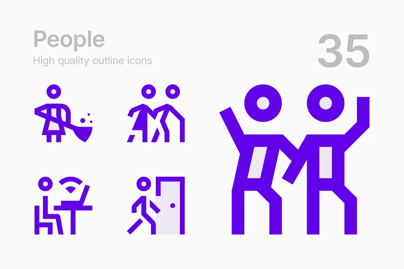 35个专业的时尚高端简约人物活动图标icon集合-3插图