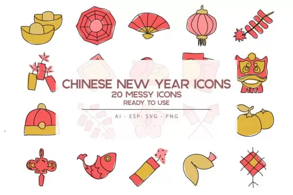 彩色中国新年图标素材下载[Ai]免费下载