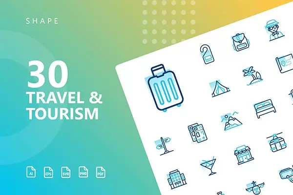 时尚高端简约好用的专业旅游旅行度假图标icon大集合（AI，EPS，JPG，PDF，PNG，SVG）免费下载