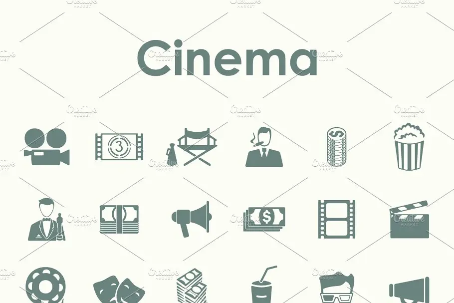 电影院图标素材 30 CINEMA simple icons插图1