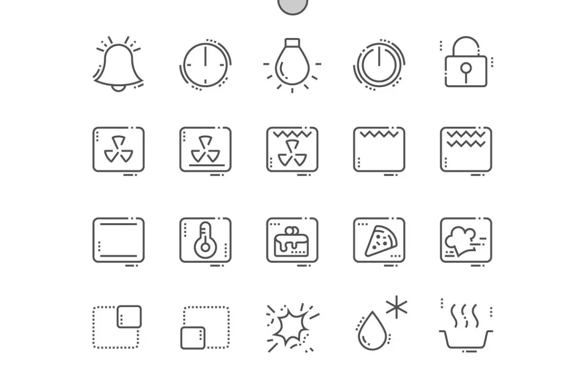 烤箱符号图标素材 Oven Symbols Line Icons免费下载