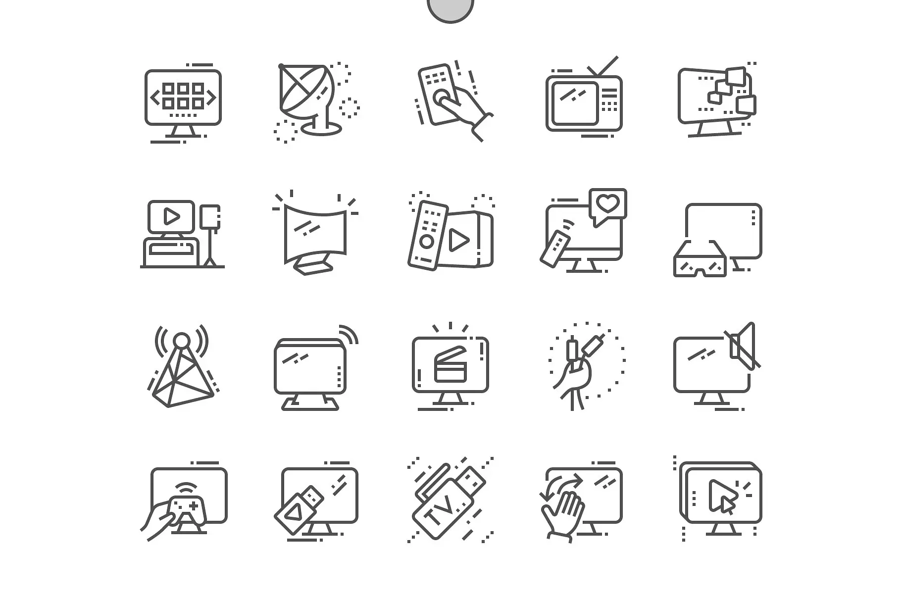 电视图标素材 TV Line Icons插图
