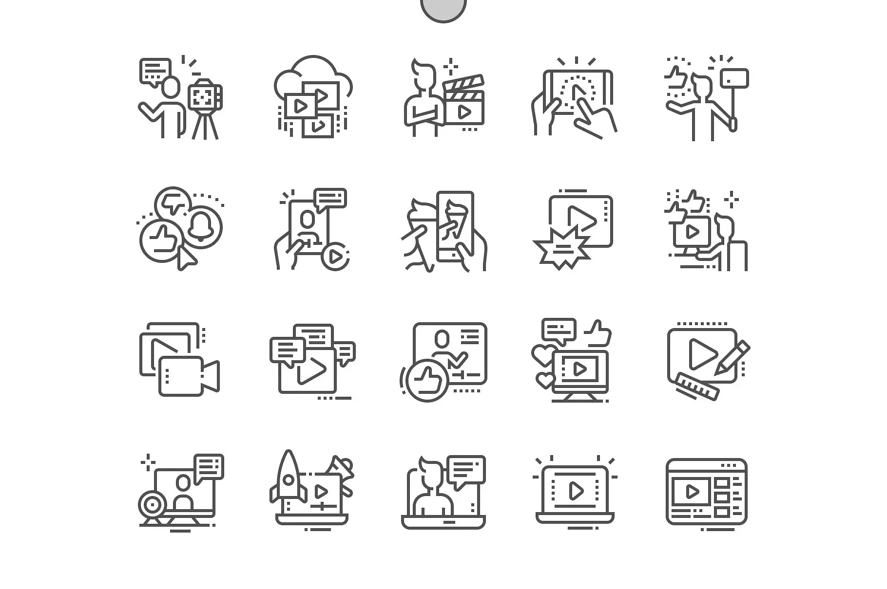 视频博客图标素材 Video Blogging Line Icons插图