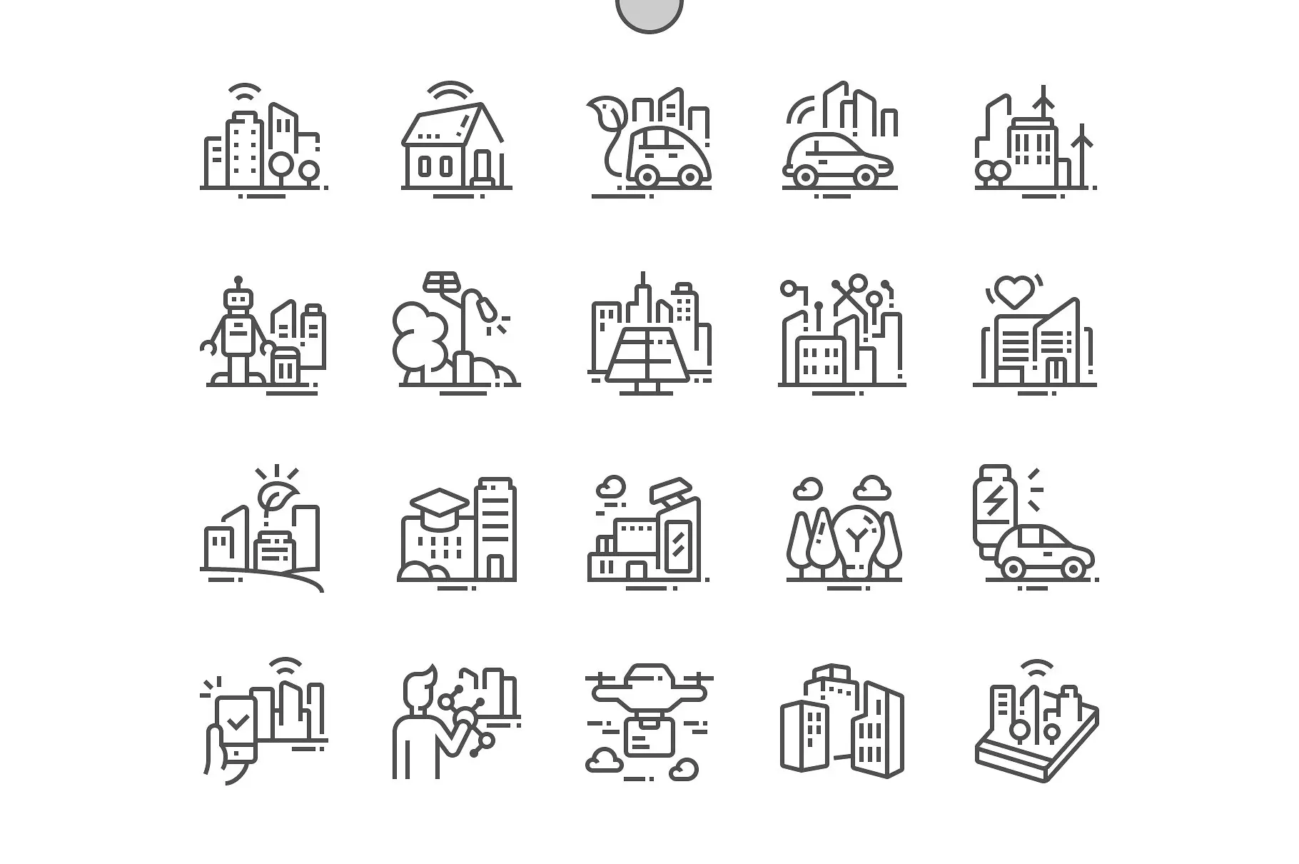智能城市技术图标 Smart city technology Line Icons插图