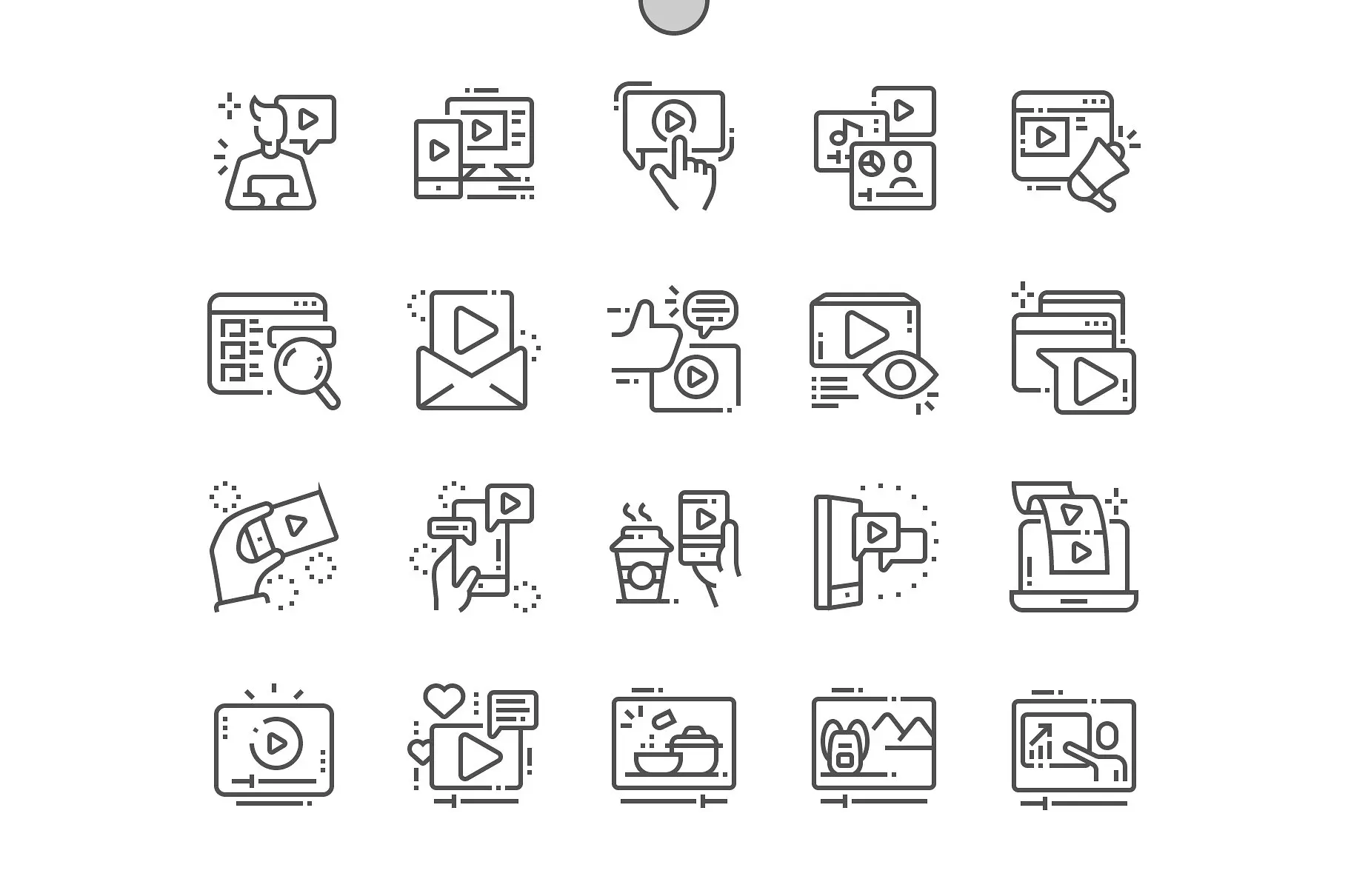 社交媒体图标素材 Social media video Line Icons插图 社交媒体图标素材 Social media video Line Icons插图