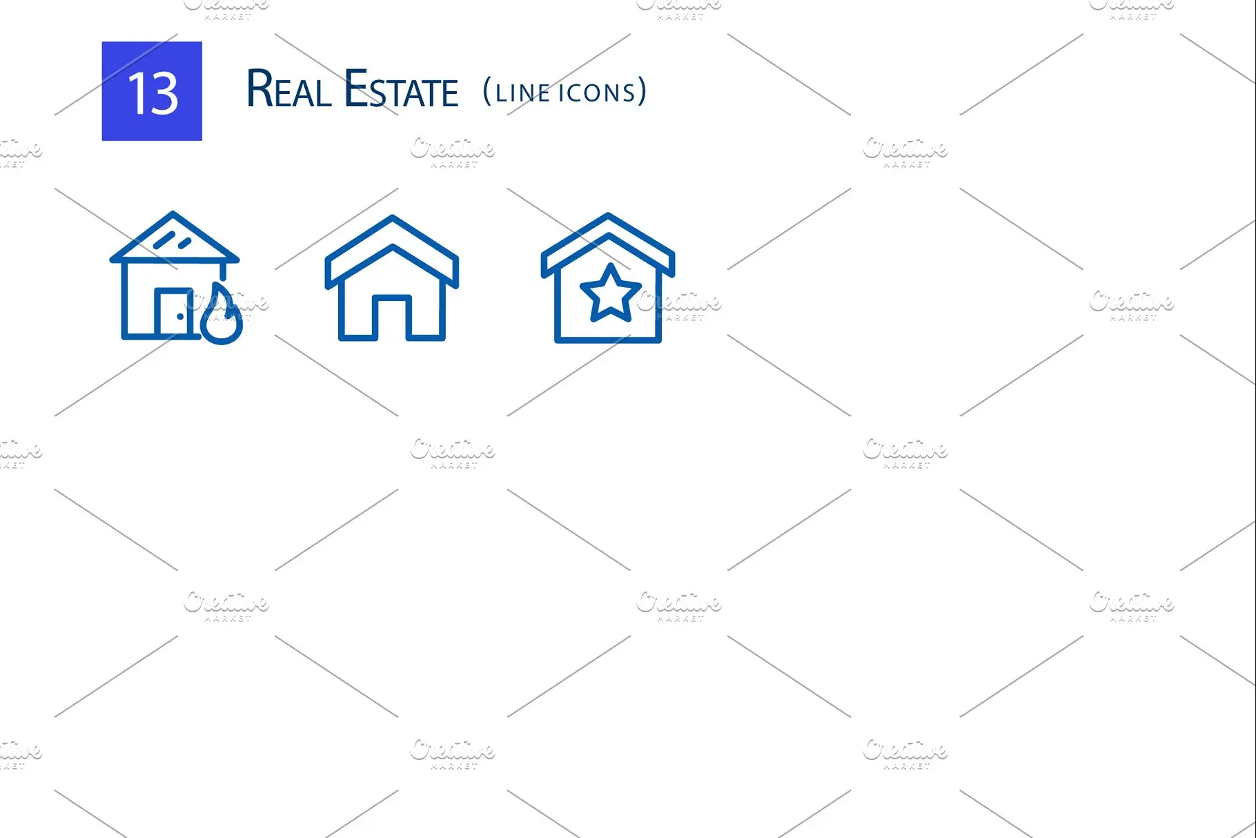 房地产图标素材13 Real Estate Line Icons插图1