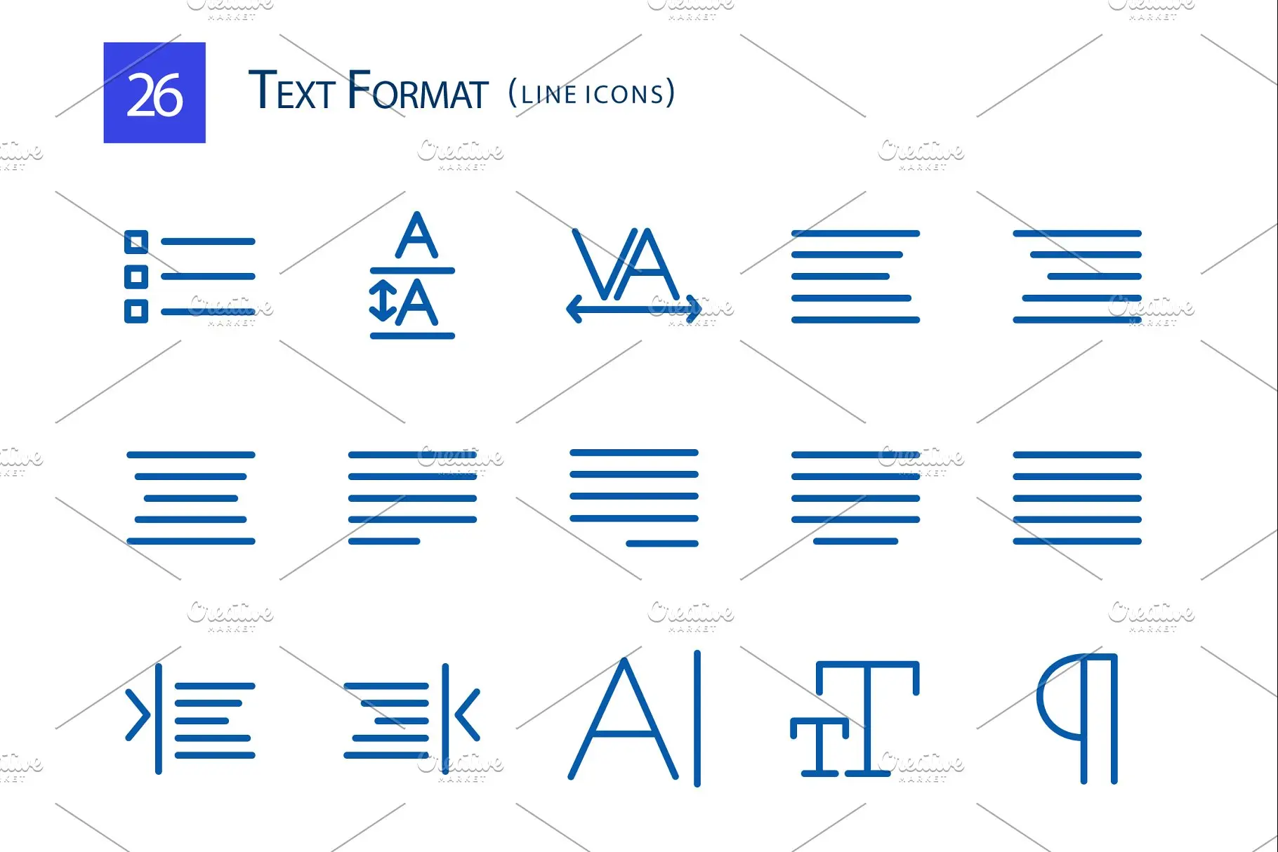 文本格式编辑器图标素材 26 Text Format Line Icons插图1