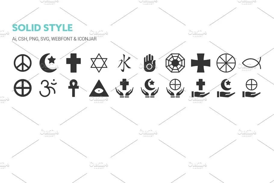 宗教符号图标素材 Religious Symbols Icons插图2