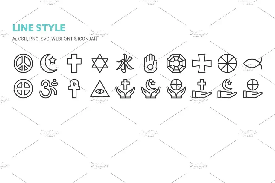宗教符号图标素材 Religious Symbols Icons插图1