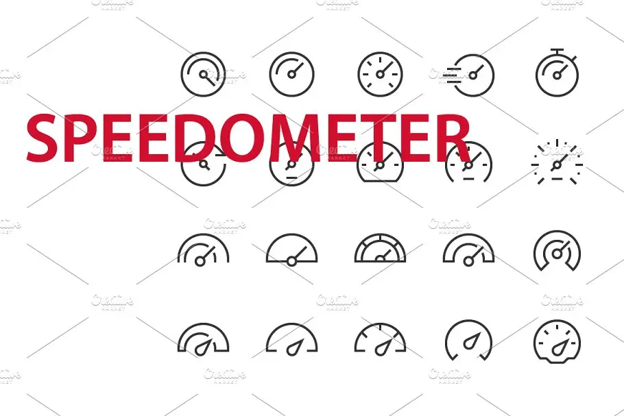 速度计矢量图标 20 Speedometer UI icons插图