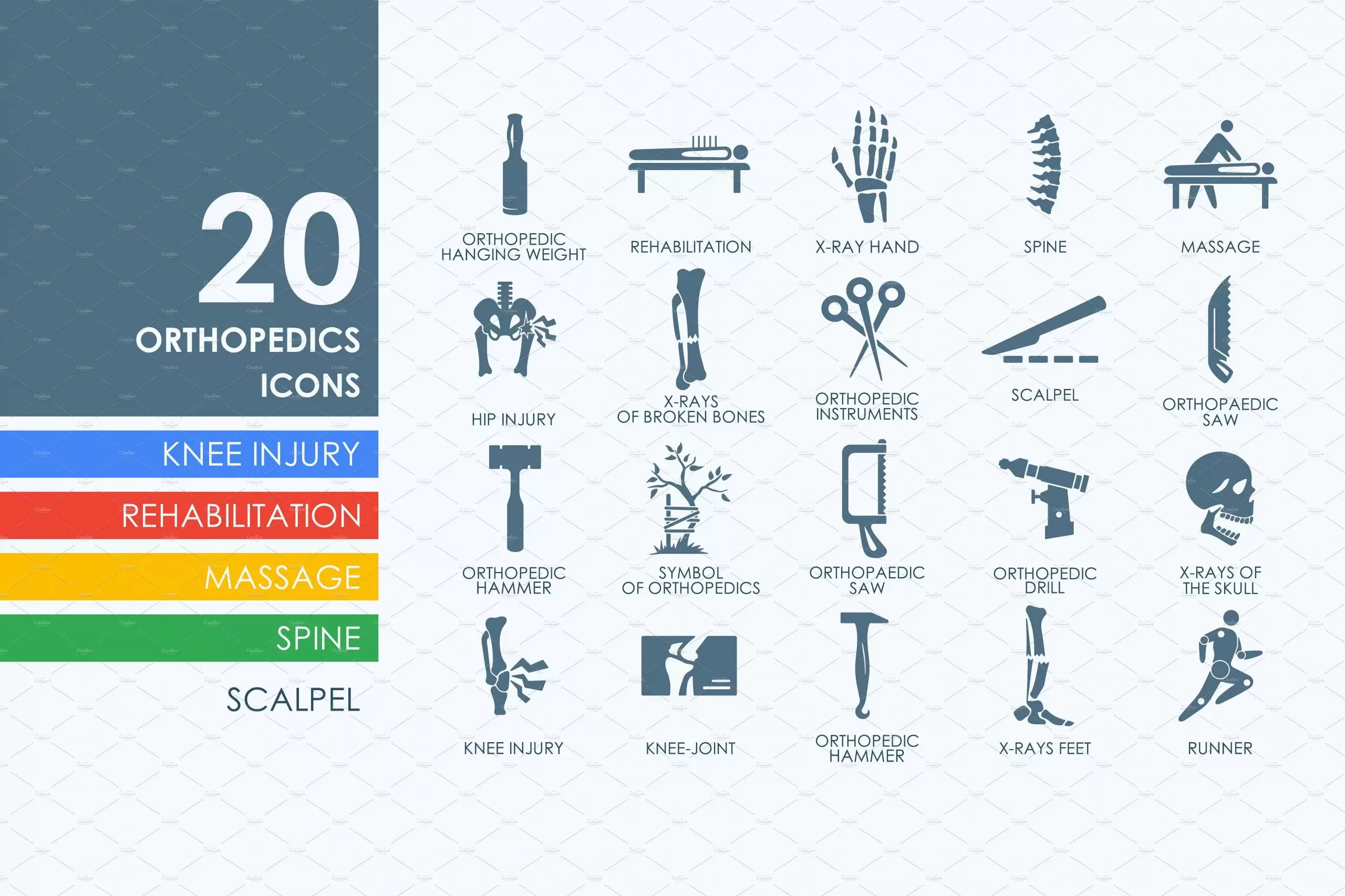 骨科图标素材 20 orthopedics icons插图