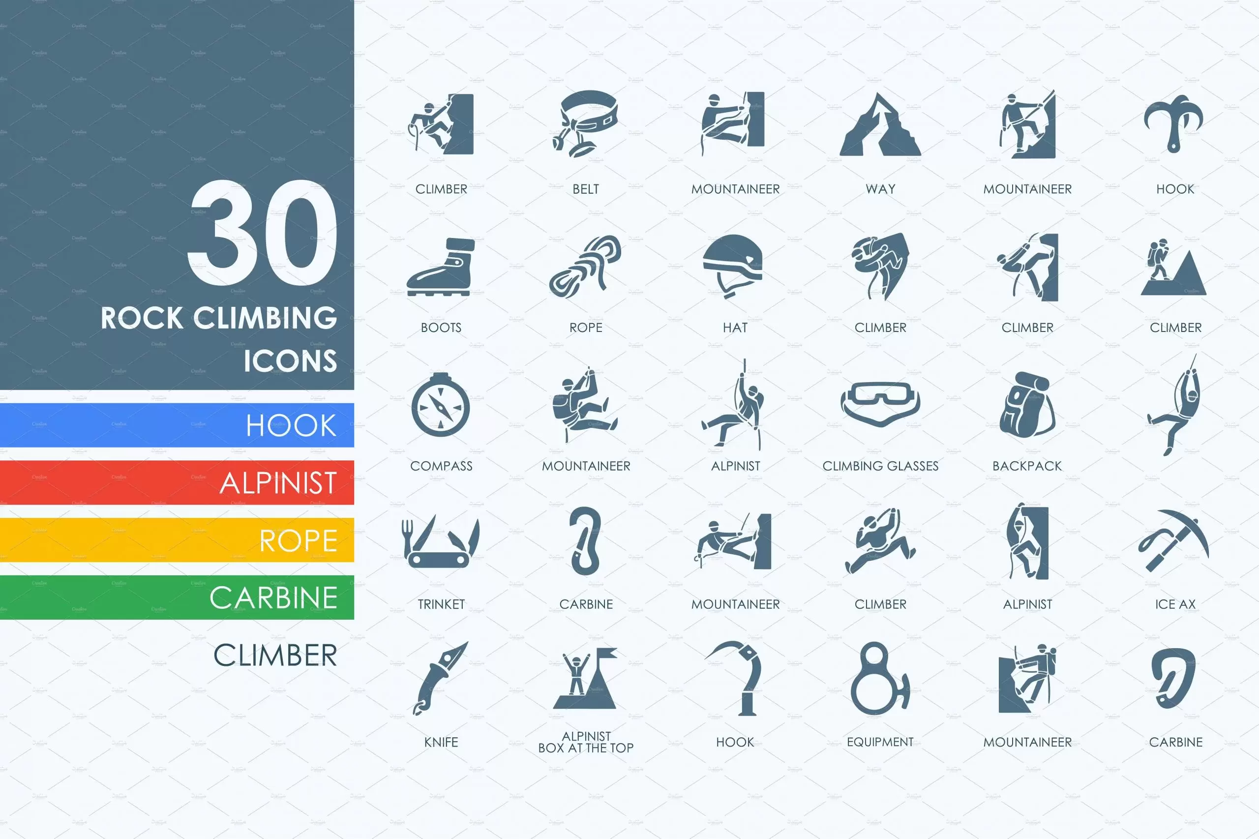 攀岩图标素材 30 rock climbing icons插图