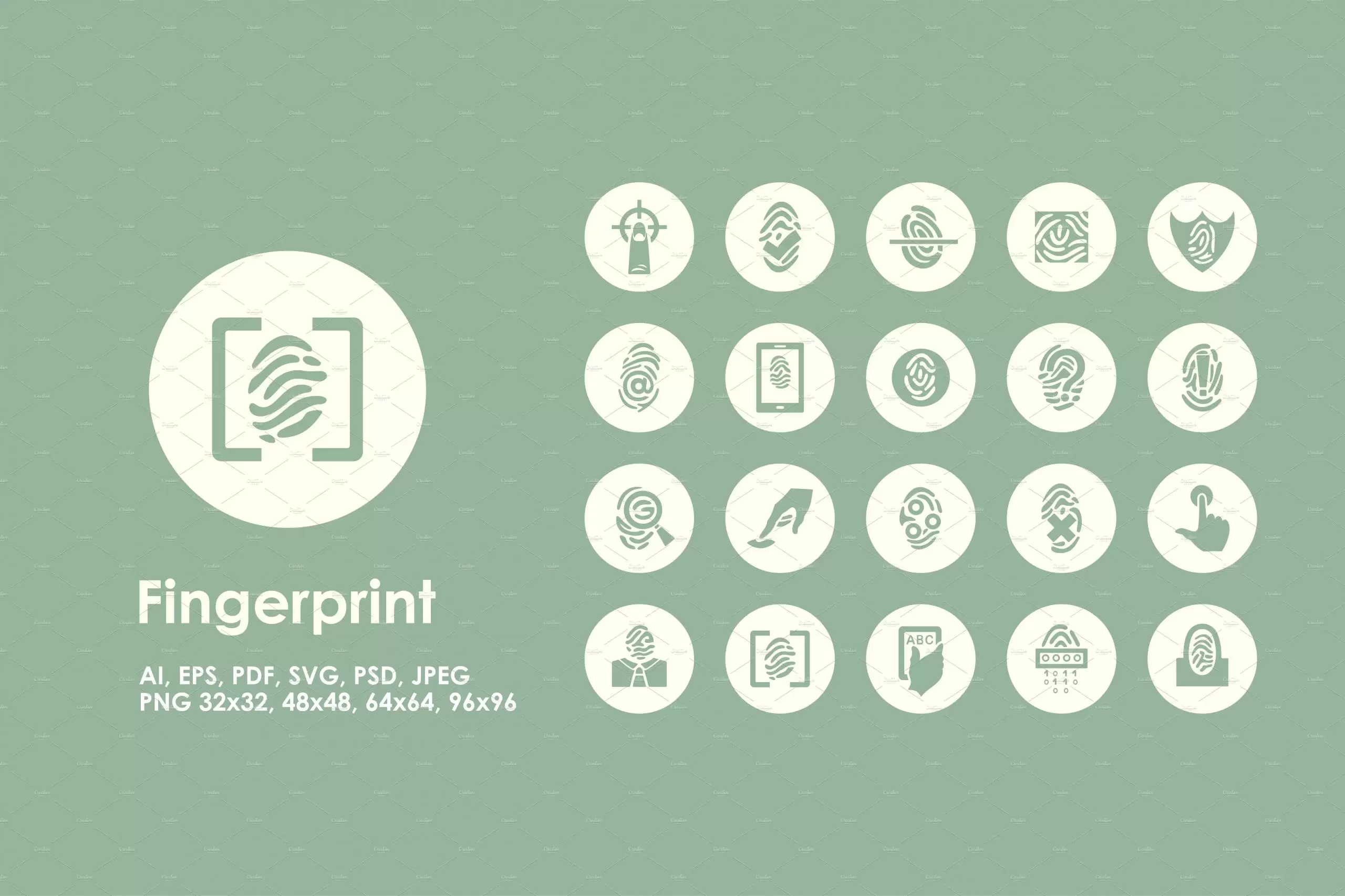 指纹图标素材 Fingerprint simple icons插图